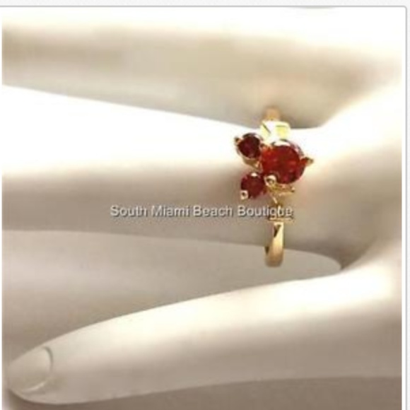 SOLD Gold Mickey Mouse Ears Ring Disney Size 6 Red - Picture 6 of 8